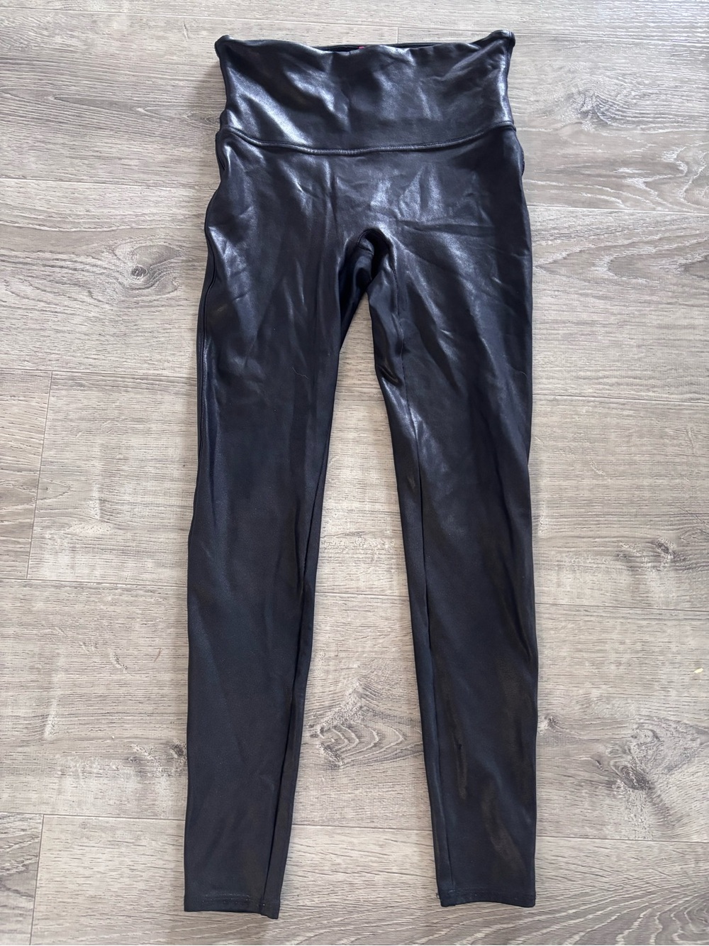 SPANX Black faux leather Waistband Shaping Leggings